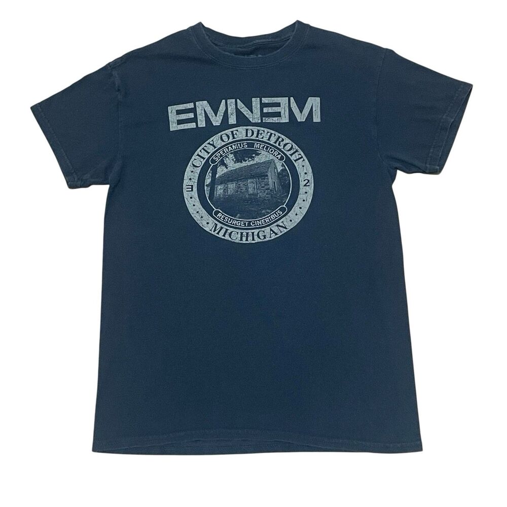 Eminem City Of Detroit Michigan Hip Hop Rap Tee Shirt Small Black Faded